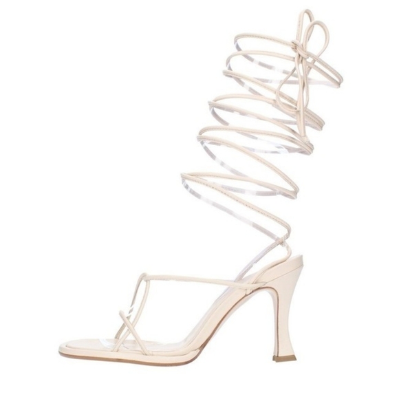 NWB ILIO SMERALDO x Ilenia Toma Strappy Ankle Tie Heeled Sandals White Size 36 - Picture 1 of 8